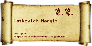 Matkovich Margit névjegykártya